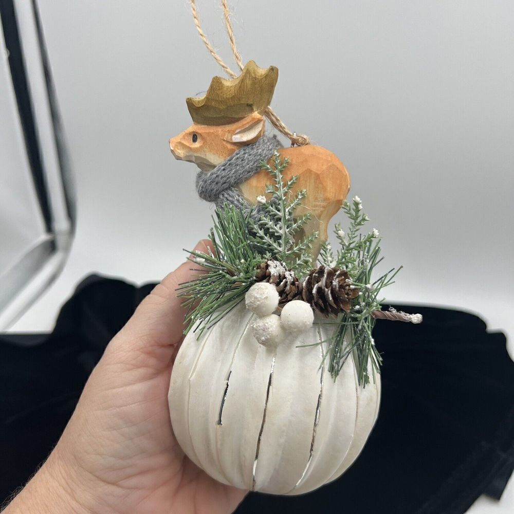 Large Deer Glass Ornament Hanging  Dimensional Mixed Media Buck Hunter Stag